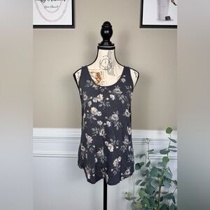 Express Floral Sequin accent Tank Top in Black/Gray Size Large